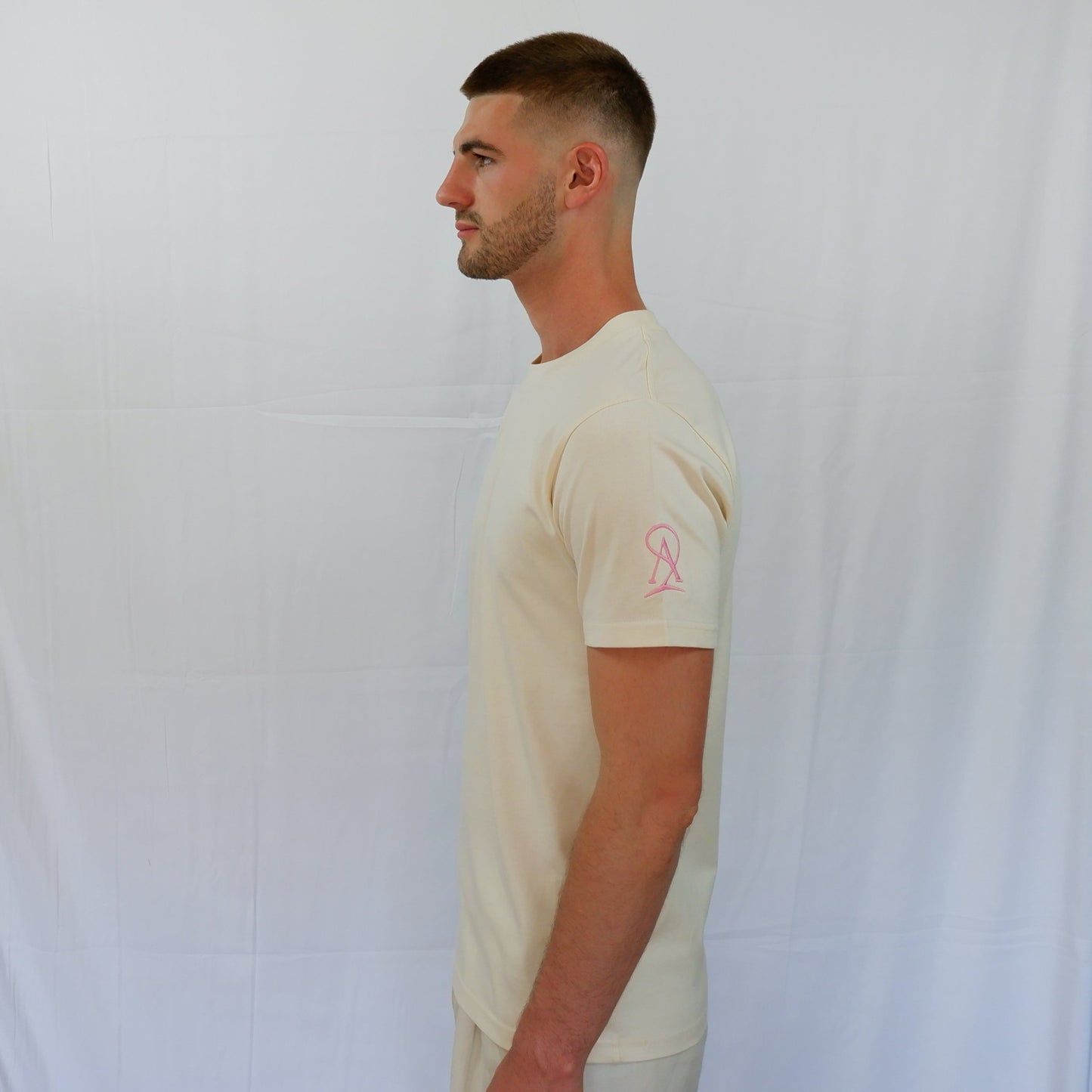 The Embroidered Tee - Cream/Pink