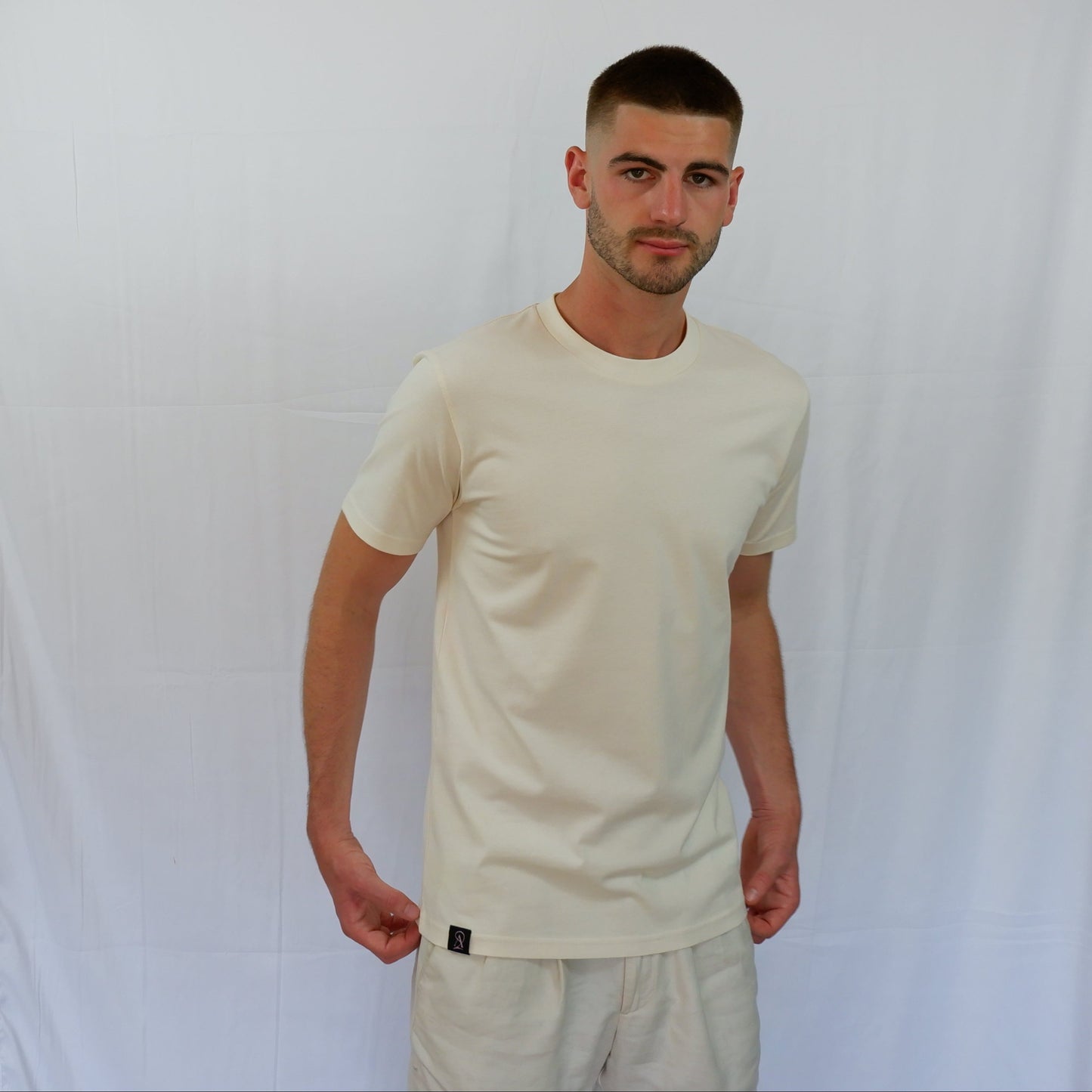 The Embroidered Tee - Cream/Pink