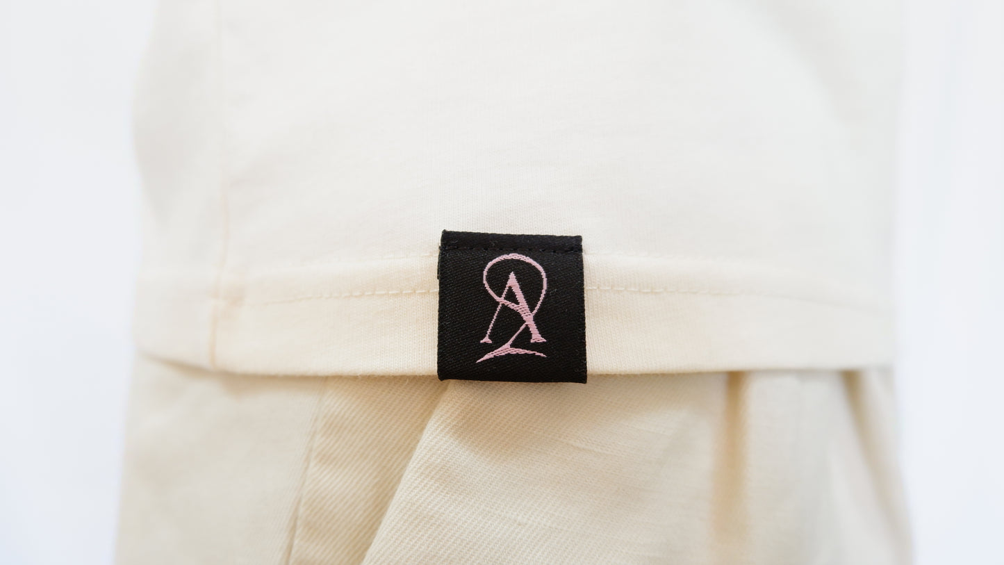 The Embroidered Tee - Cream/Pink
