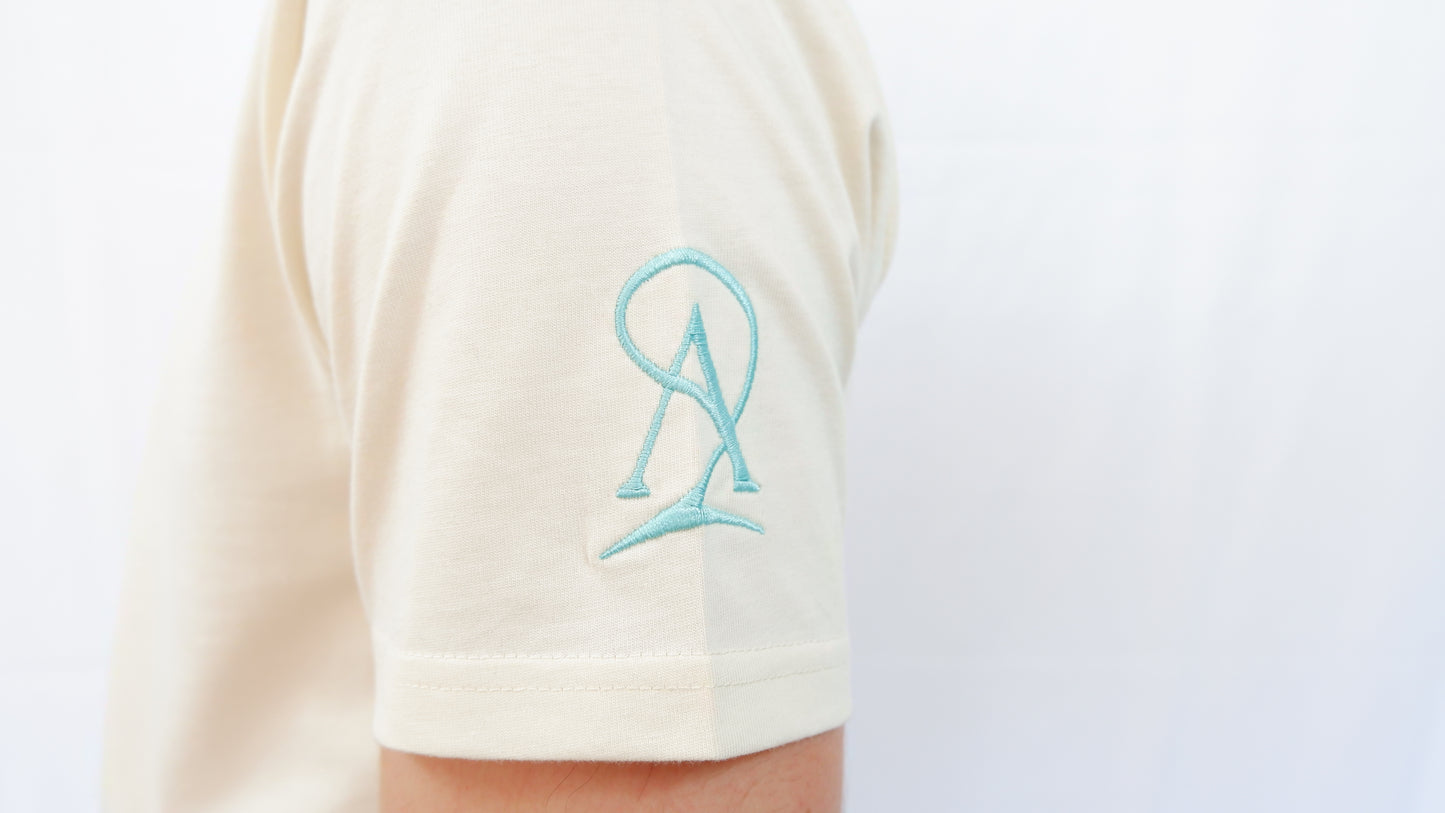 The Embroidered Tee - Cream/Tiffany