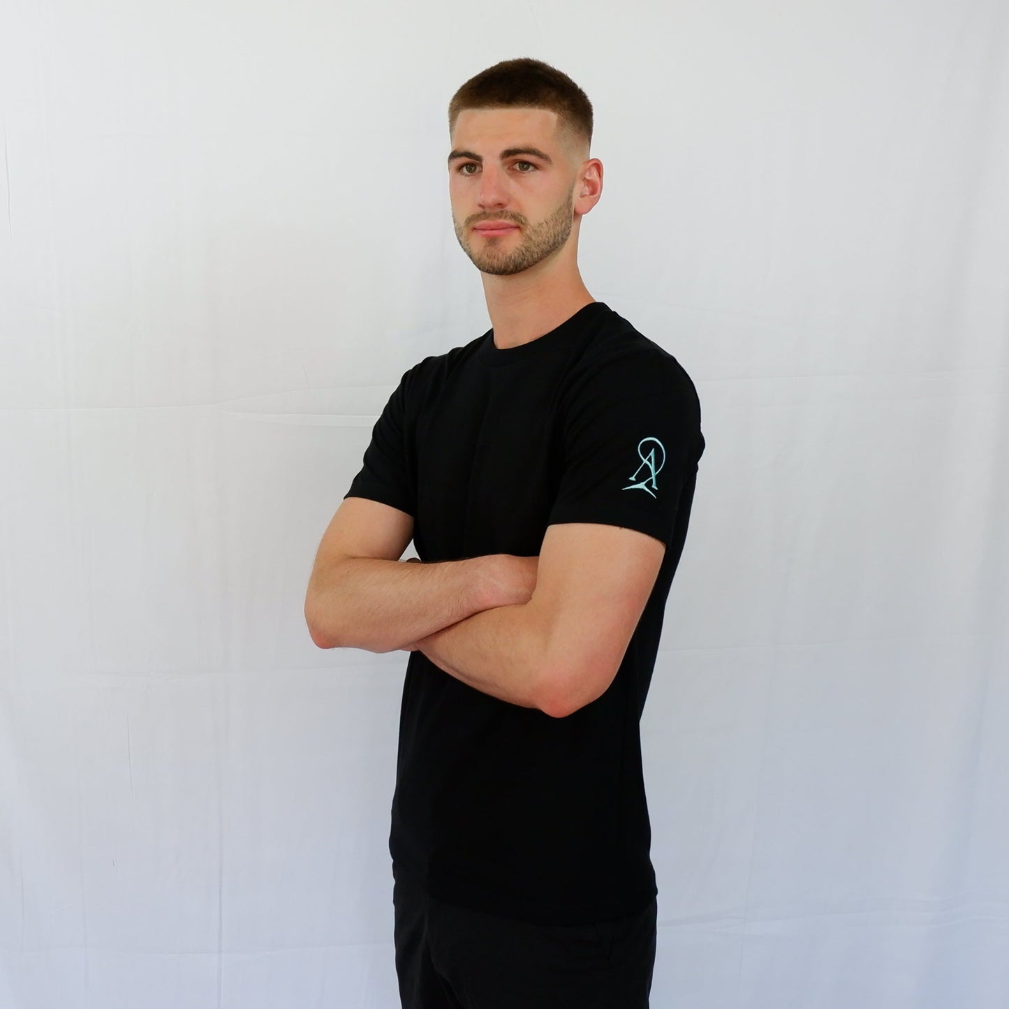The Embroidered Tee - Black/Tiffany