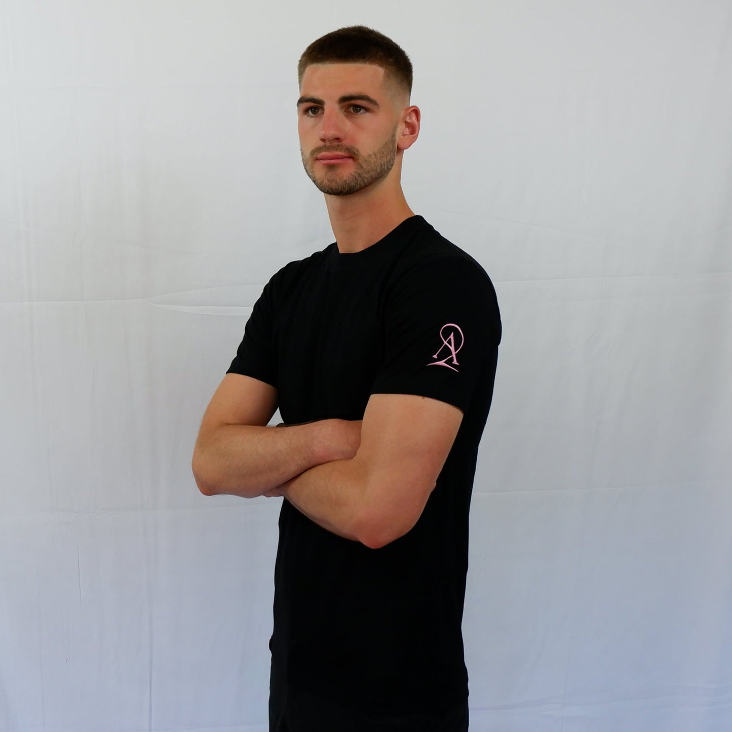 The Embroidered Tee - Black/Pink