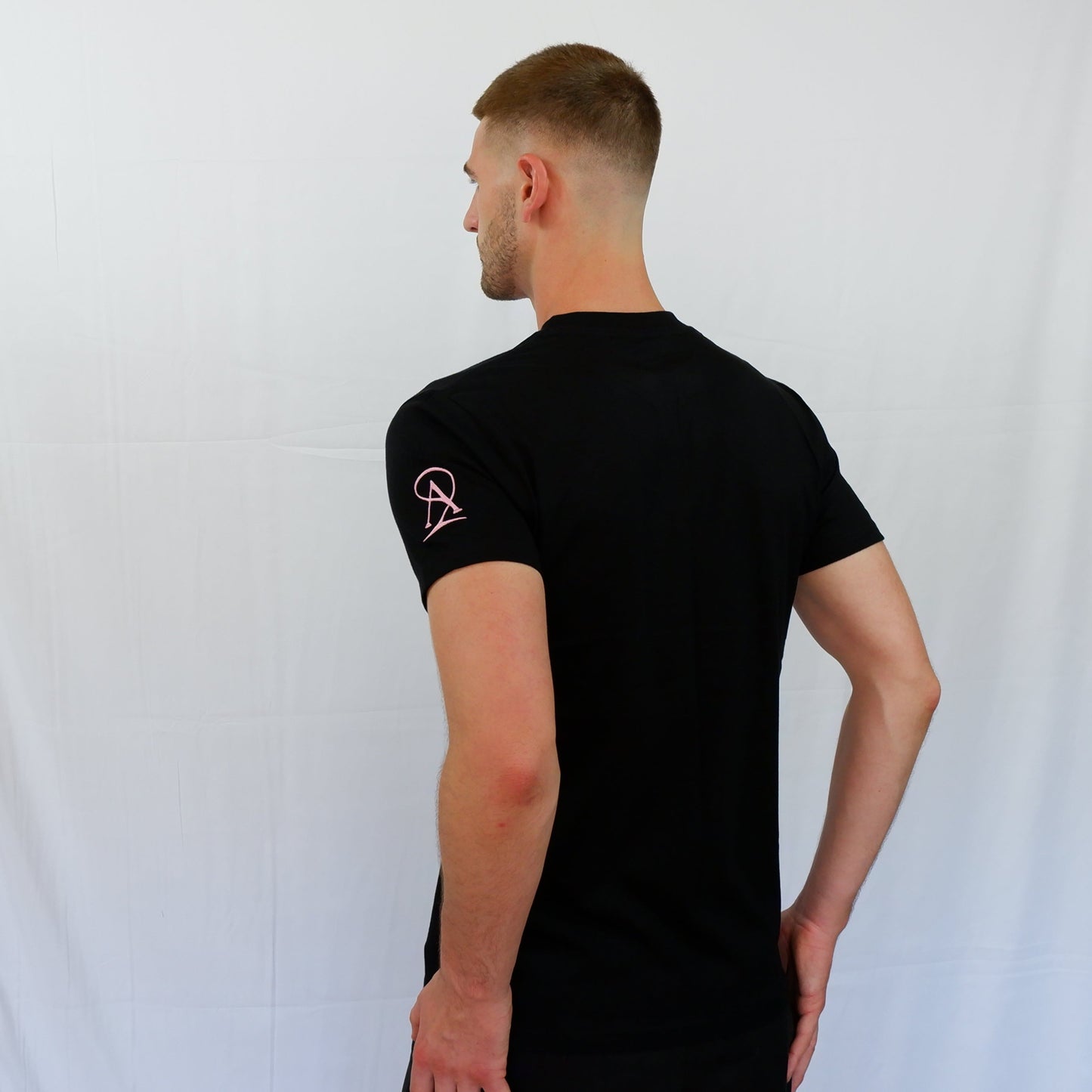 The Embroidered Tee - Black/Pink