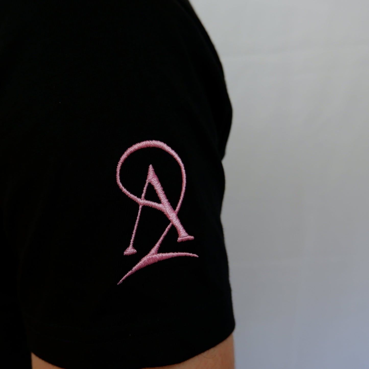 The Embroidered Tee - Black/Pink
