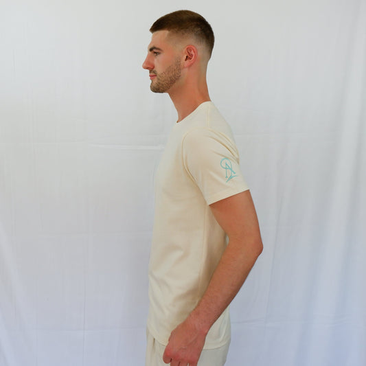 The Embroidered Tee - Cream/Tiffany