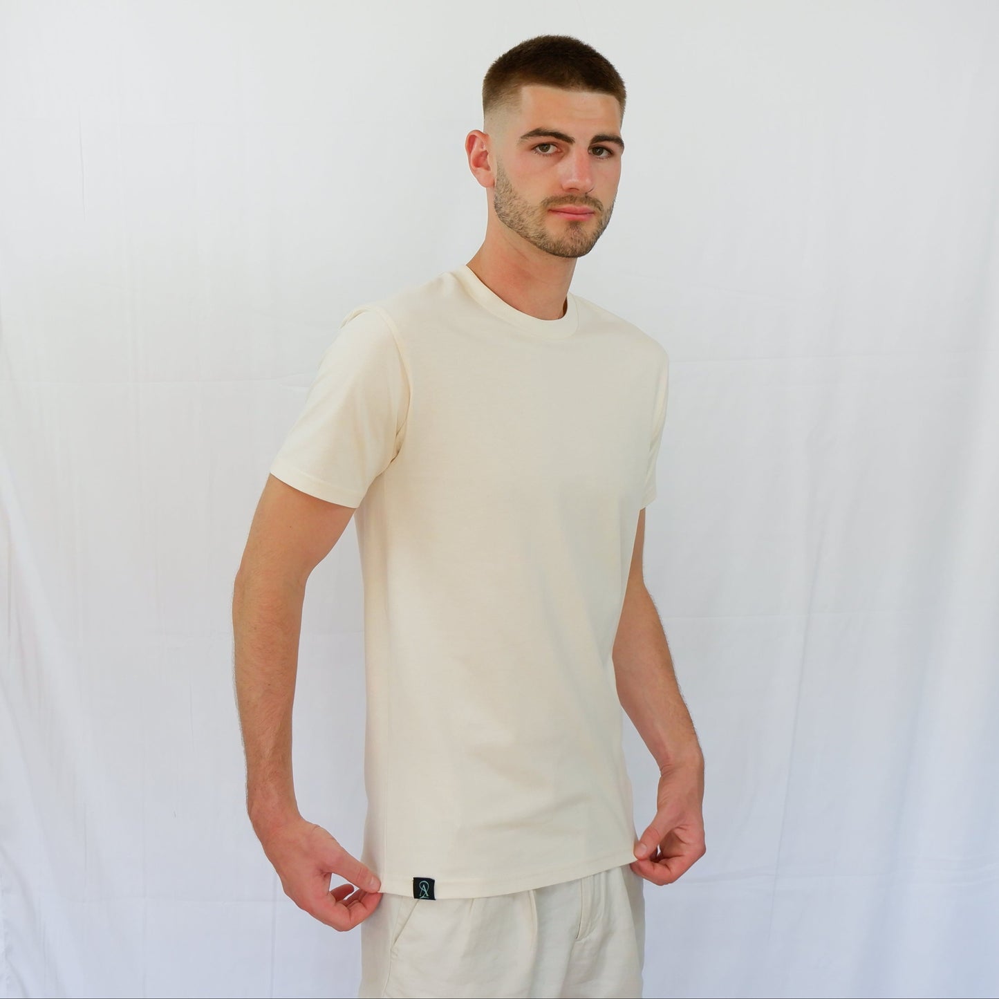 The Embroidered Tee - Cream/Tiffany
