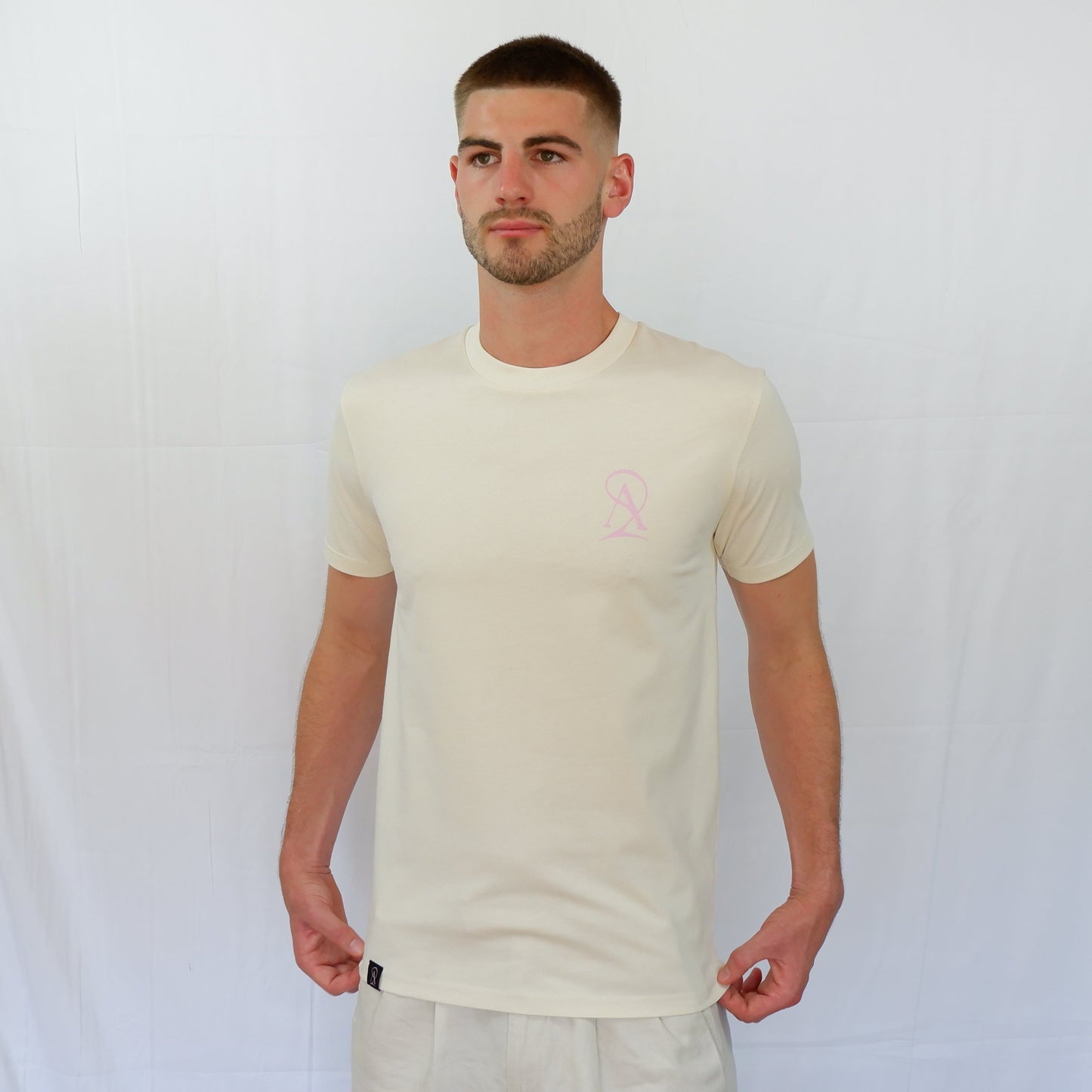 The Signature Tee - Cream/Pink